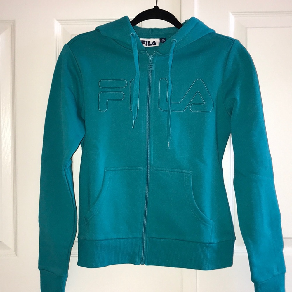 BNWT UO Turquoise FILA Training Hooded Zip Sweater